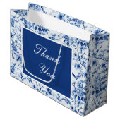 Chinoiserie Blauwe Vogels en Bloemen Verjaardag Groot Cadeauzakje (Voorkant Gekanteld)