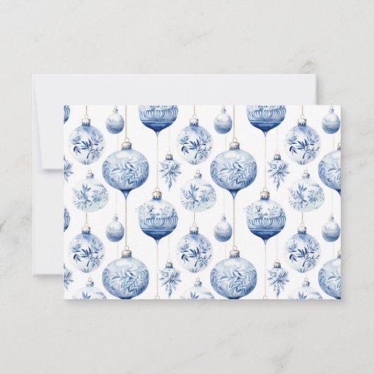 Chinoiserie Blauwe & Witte Kerstornamenten Bedankkaart (Achterkant)