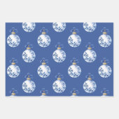 Chinoiserie Blauwe & Witte Kerstornamenten Inpakpapier Vel (Voorkant 3)