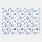 Chinoiserie Blauwe & Witte Kerstornamenten Inpakpapier Vel (Voorkant 3)