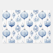 Chinoiserie Blauwe & Witte Kerstornamenten Inpakpapier Vel (Voorkant)