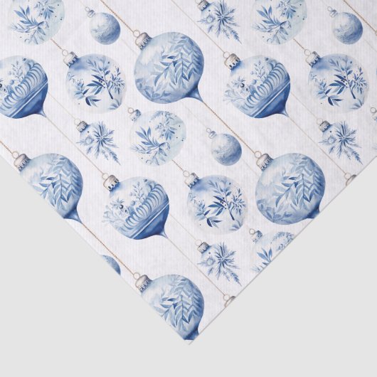 Chinoiserie Blauwe & Witte Kerstornamenten Tissuepapier (Detail)