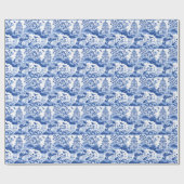 Chinoiserie Blauwe & Witte Pagodes Cadeaupapier (Vlak)