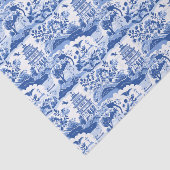 Chinoiserie Blauwe & Witte Pagodes Tissuepapier (Detail)