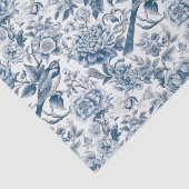 Chinoiserie Blauwe Witte Pioen Bloemen Vogel Decou Tissuepapier (Detail)