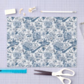 Chinoiserie Blauwe Witte Pioen Bloemen Vogel Decou Tissuepapier (Craft)