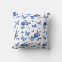 Chinoiserie Blauwe Witte Vlinders Bloemen