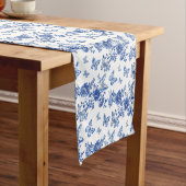 Chinoiserie Blauwe Witte Vlinders Korte Tafelloper (Voorbeeld)