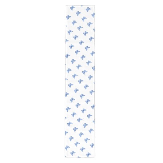 Chinoiserie Blauwe Witte Vlinders Medium Tafelloper (Voorkant)