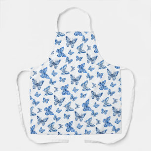 Chinoiserie Blauwe Witte Vlinders Schort