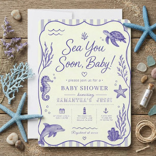 Chinoiserie Blauwe Zee Tot Gauw Baby Shower Kaart