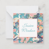 Chinoiserie Blauwgroen Floral Egret Gift Enclosure Notitiekaartje (Voorkant)