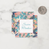 Chinoiserie Blauwgroen Floral Egret Gift Enclosure Notitiekaartje (Voorkant / Achterkant in situ)