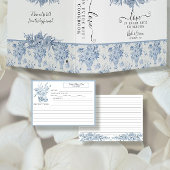 Chinoiserie bloem blauwwit bruidsrecept kaart