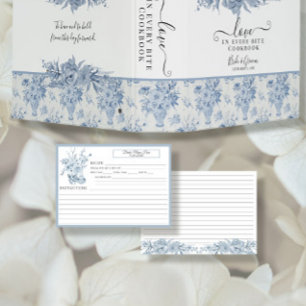 Chinoiserie bloem blauwwit bruidsrecept kaart