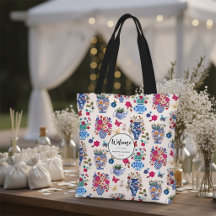 Chinoiserie bloem tas trouw welkom tas