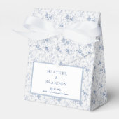 Chinoiserie  Bloemen Blauw Bruiloft Bedankdoosjes (Voorkant Zijde)