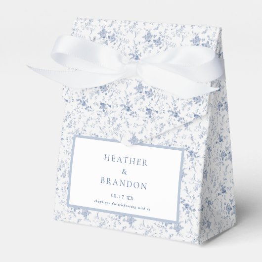 Chinoiserie  Bloemen Blauw Bruiloft Bedankdoosjes (Voorkant Zijde)