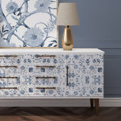 Chinoiserie Bloemen Blauw in wit Decoupage Tissuepapier