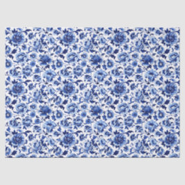 Chinoiserie Bloemen Blauw Wit Patroon Decoupage Tissuepapier
