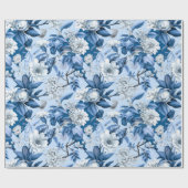 Chinoiserie Bloemen Blauw Wit Schilderij Cadeaupapier (Vlak)