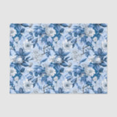 Chinoiserie Bloemen Blauw Wit Schilderij Decoupage Tissuepapier (Voorkant)