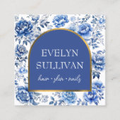 Chinoiserie bloemen boog vierkante visitekaartje (Voorkant)