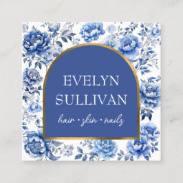 Chinoiserie bloemen boog vierkante visitekaartje