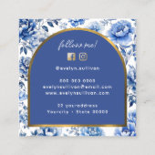 Chinoiserie bloemen boog vierkante visitekaartje (Achterkant)