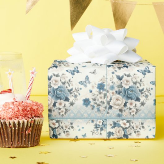 Chinoiserie Bloemen en Vlinders Cadeaupapier (Verjaardagsfeest)