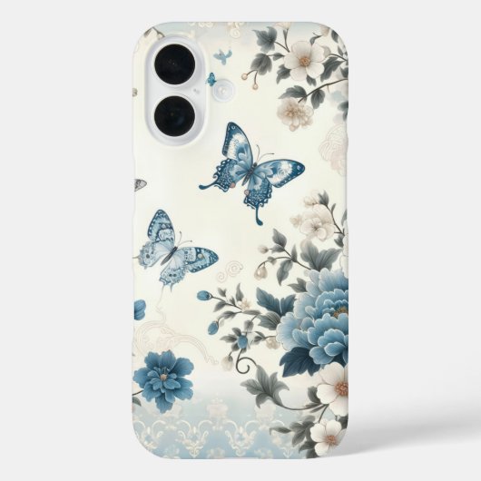 Chinoiserie Bloemen en Vlinders Case-Mate iPhone Case (Achterkant)