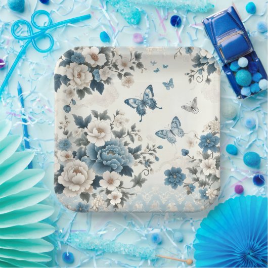 Chinoiserie Bloemen en Vlinders Papieren Bordje (Feest)