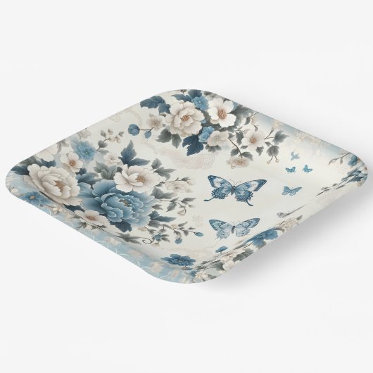 Chinoiserie Bloemen en Vlinders Papieren Bordje (Gebogen)