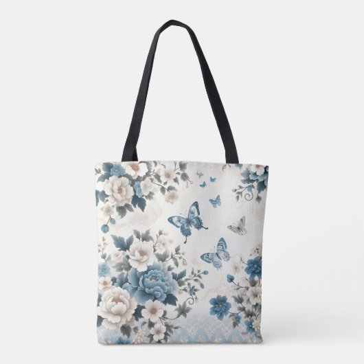 Chinoiserie Bloemen en Vlinders Tote Bag (Achterkant)
