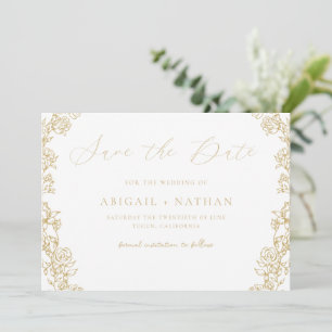 Chinoiserie Bloemen Gouden Krans Trouwen Save The Date