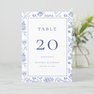 Chinoiserie Bloemen Huwelijk Tafel Nummerkaart Menu