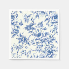 Chinoiserie Bloemen Papieren Servetten, Blauw Wit Servet