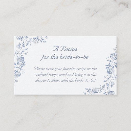 Chinoiserie Bloemen Recept Voor De Bruid Te Zijn Informatiekaartje (Voorkant)