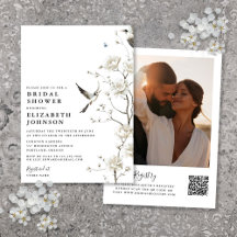 Chinoiserie bloemenfoto QR-code bruidsdouche
