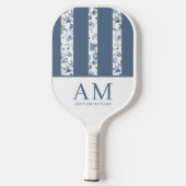 Chinoiserie Bloemenpatroon Azulejo Blauw Monogram Pickleball Paddle (Achterkant)