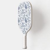 Chinoiserie Bloemenpatroon Azulejo Blauw Monogram Pickleball Paddle (Links)