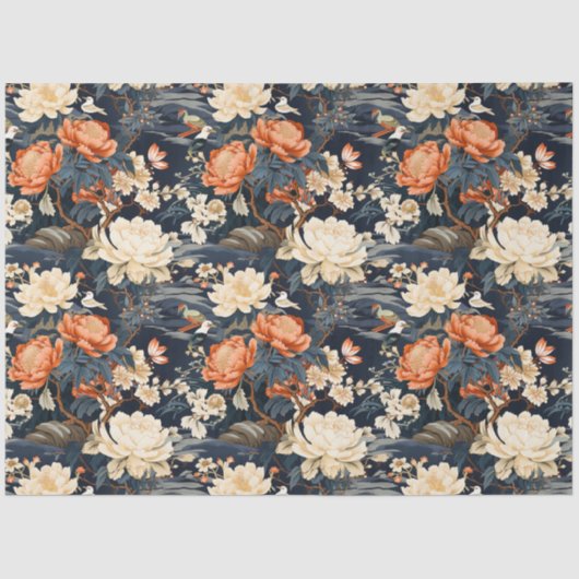 Chinoiserie Bloemenpatroon Weefselpapier Tissuepapier (Voorkant)