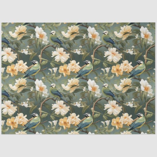 Chinoiserie Bloemenpatroon Weefselpapier Tissuepapier (Voorkant)