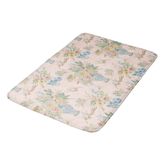 Chinoiserie Bloemenvaas Blush Roze Pioen Bad Badmat (Gekanteld)