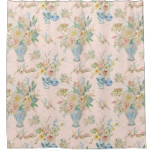 Chinoiserie Bloemenvaas Blush Roze Pioen Bad Douchegordijn (Voorkant)