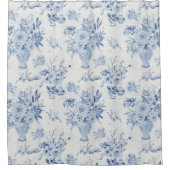 Chinoiserie Bloemenvaas Peony Blauw Wit Bad Douchegordijn (Voorkant)