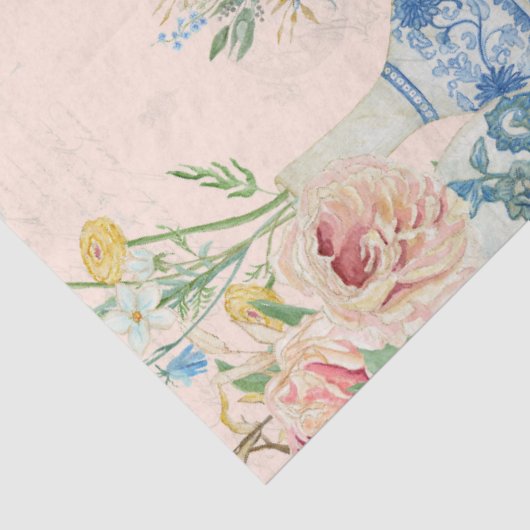 Chinoiserie Bloemenvaas Pioen Blush Roze Decoupage Tissuepapier (Detail)