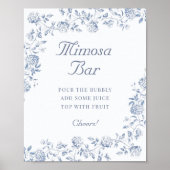 Chinoiserie Bloemige Bruiloft Mimosa Bar Poster (Voorkant)