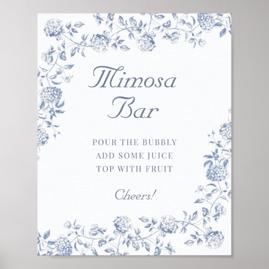 Chinoiserie Bloemige Bruiloft Mimosa Bar Poster (Voorkant)