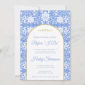 Chinoiserie Bloemige 'Something Blue' Bruiloft Fee Kaart (Voorkant)